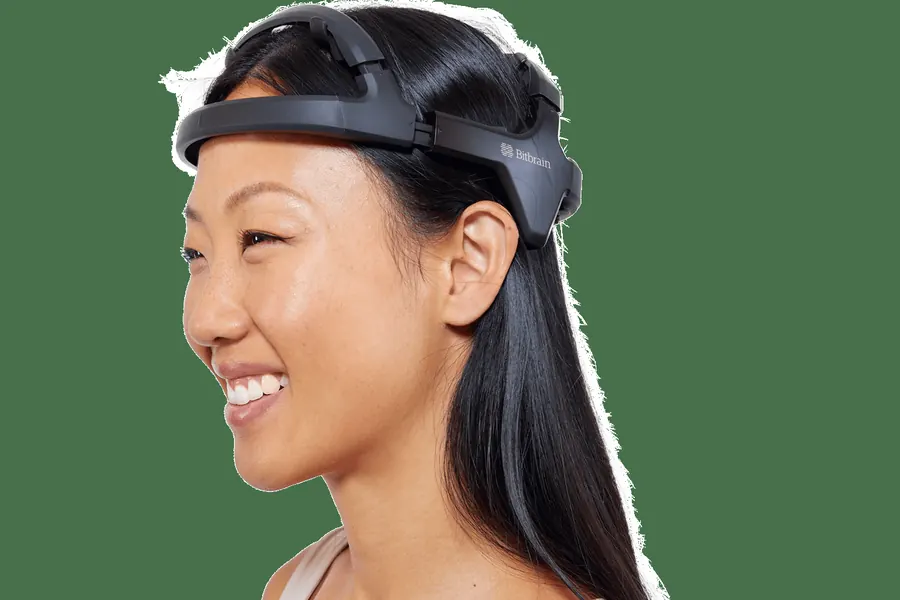 Bitbrain Diadem dry EEG headset worn by a participant