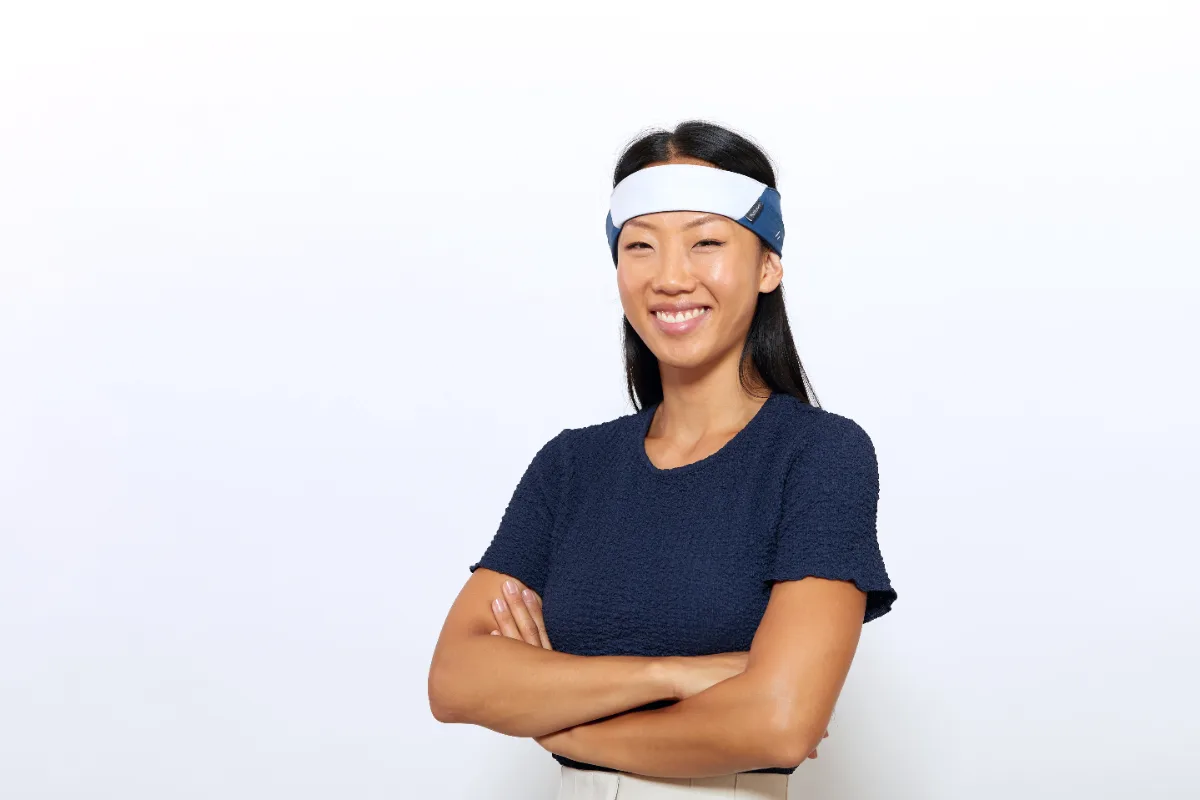 Participant wearing the Bitbrain Ikon textile EEG headband