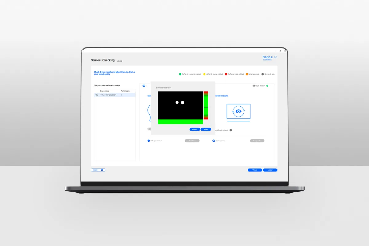 Bitbrain SennsLab experiment design screen