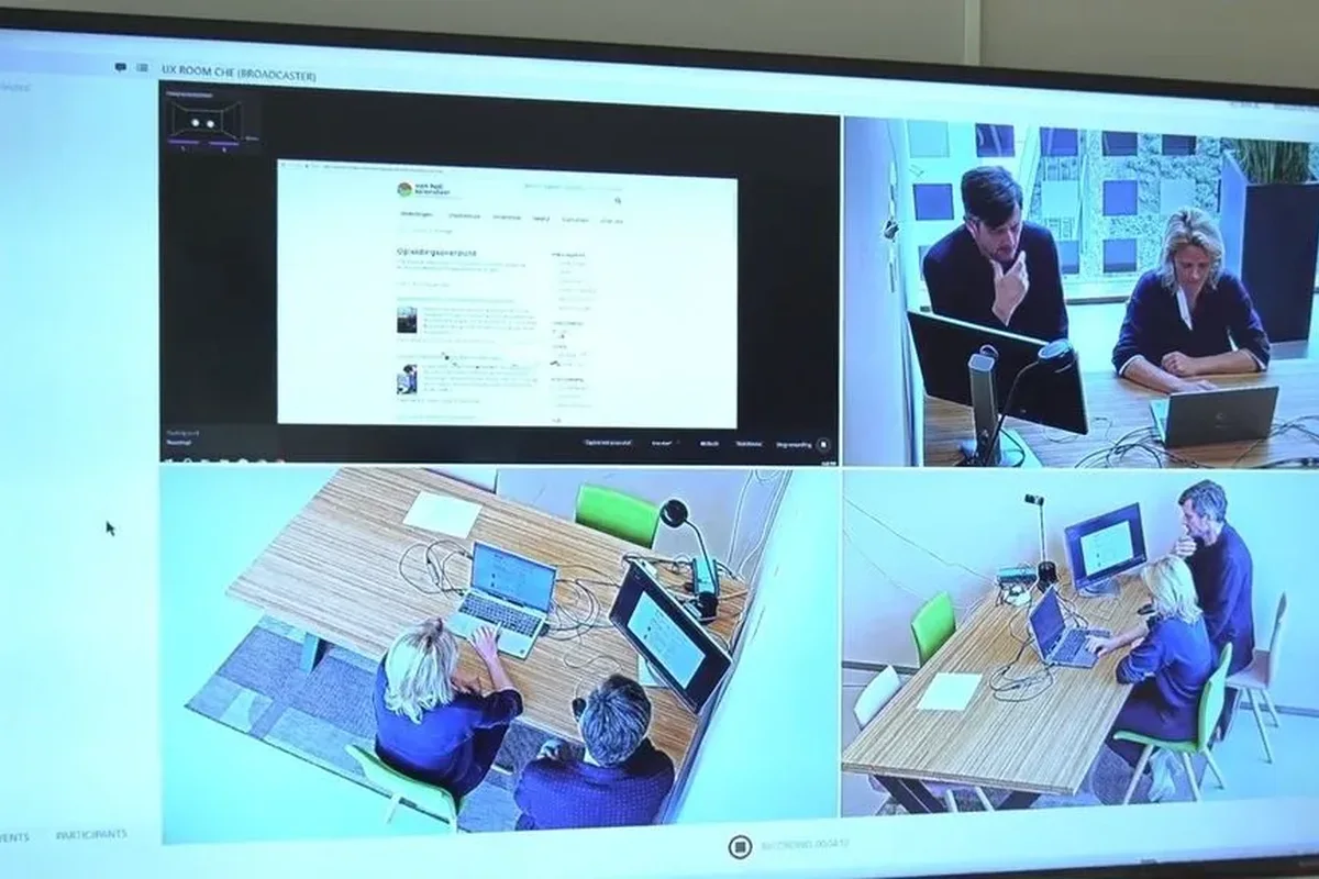 NoldusViso showing four synchronised camera views of a UX study