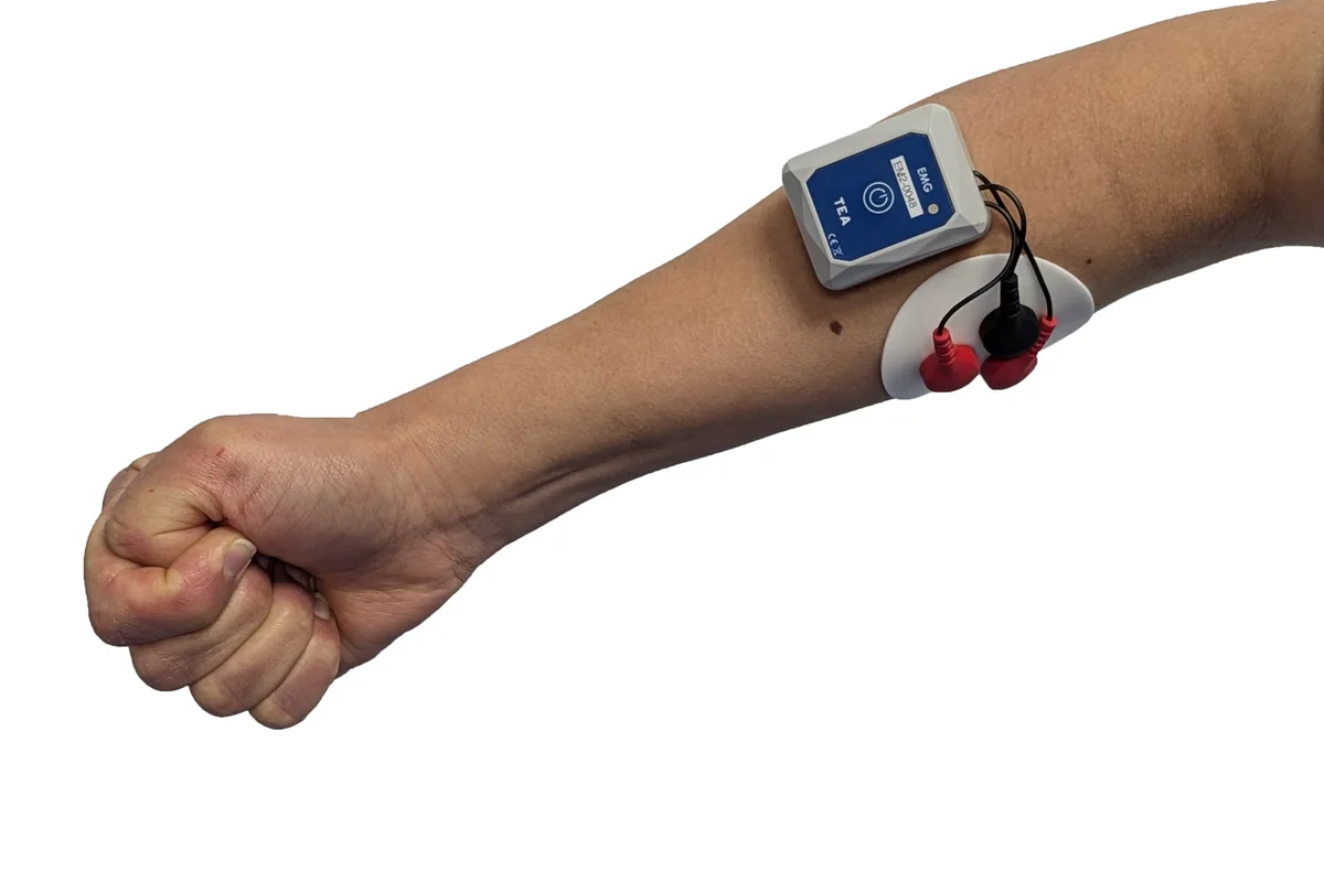 TEA T-Sens EMG sensor on a forearm