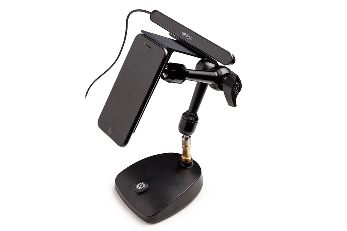Tobii Mobile Testing Accessory holding a smartphone